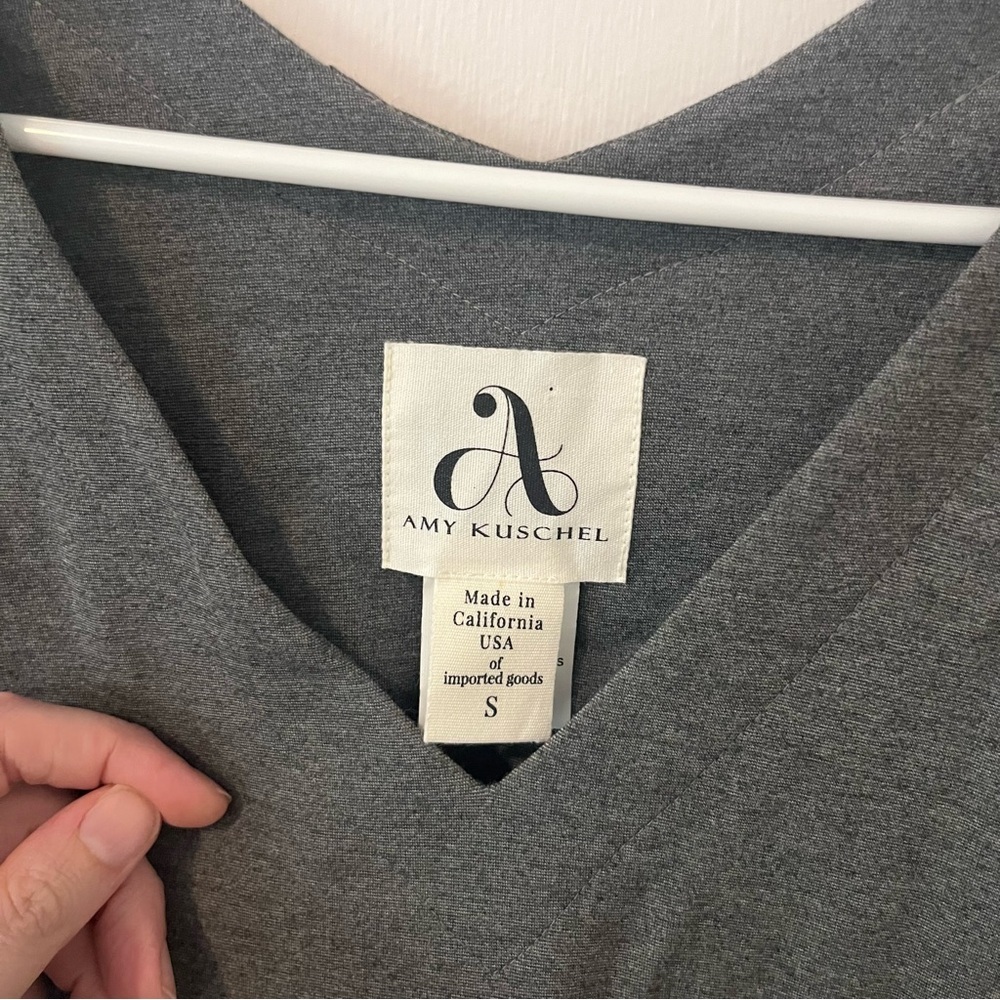 Amy Kuschel Wedge Dress Grey Knit Caftan Tunic Pockets Size Small - Picture 3 of 9